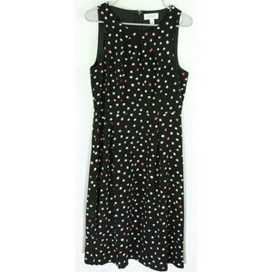 Elle Dress 10 Womens Polka Dot Midi Sleeveless Multicolor
